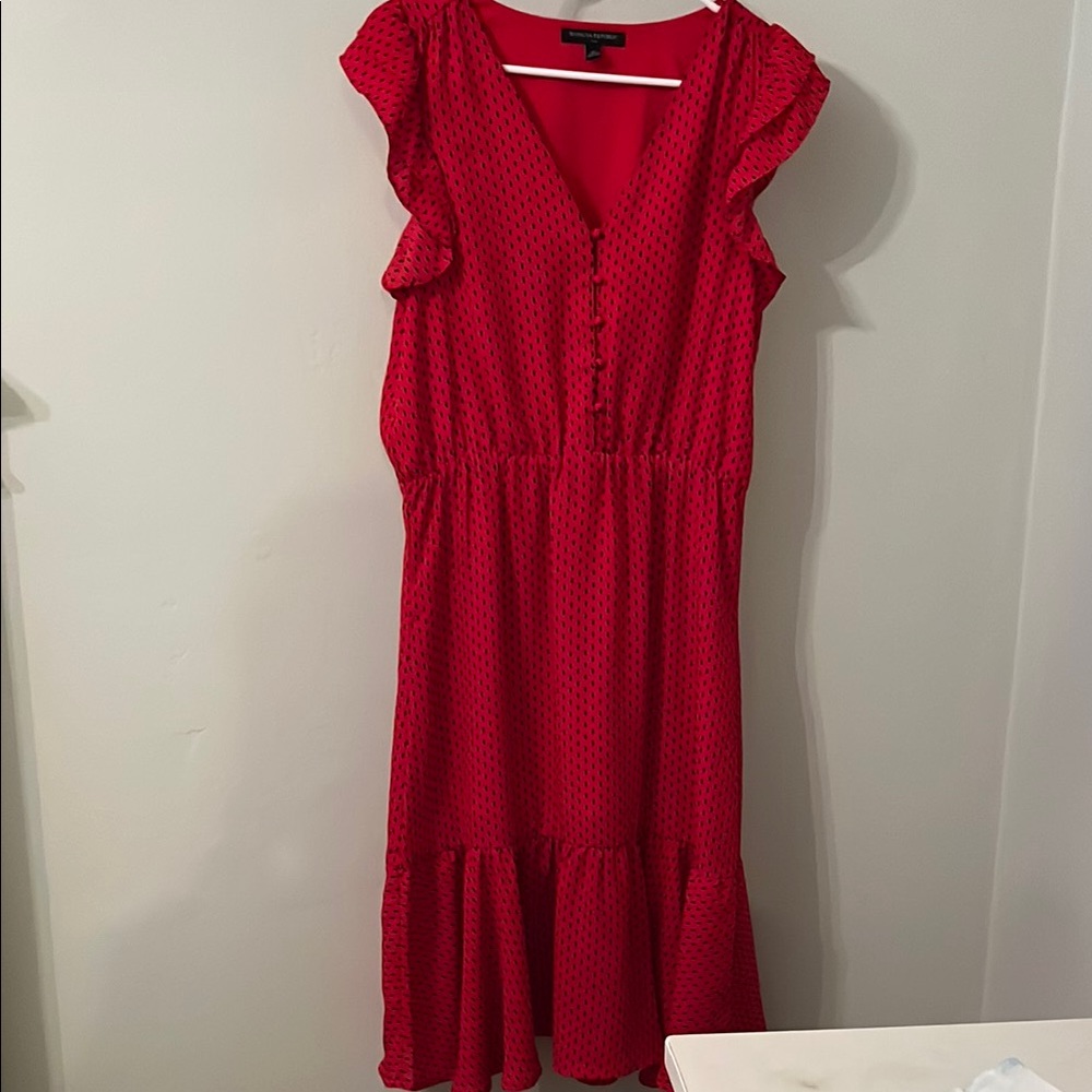 Banana Republic Red and Polka Dot Ruffled Midi Sundress NWOT